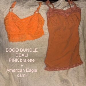 Bogo bundle deal! Lot of 2 Victoria’s Secret orange bralette American Eagle cami